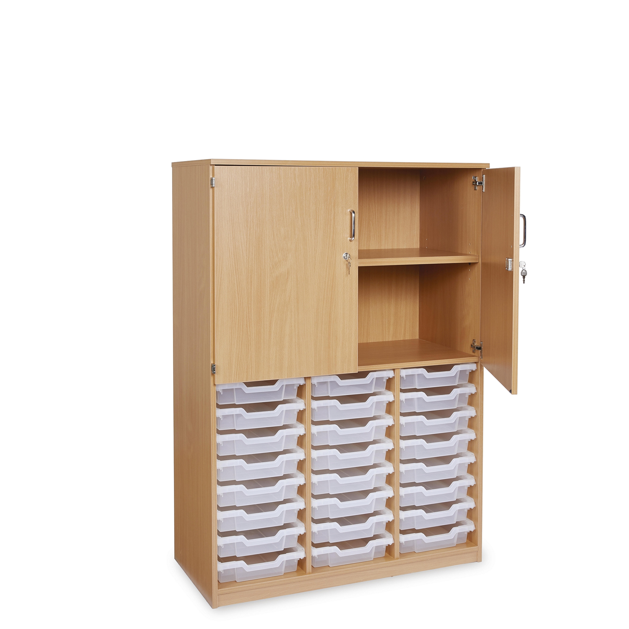24 Tray Unit with Lockable Doors - Clear